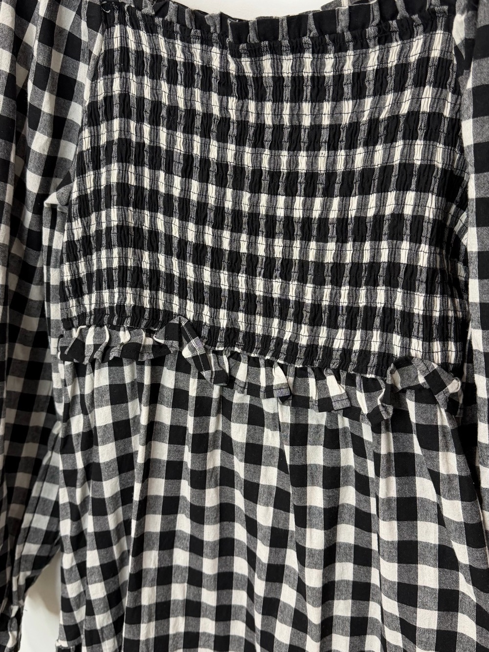 Black & White Gingham Square-Neck Midi Dress - Picture 3 of 7
